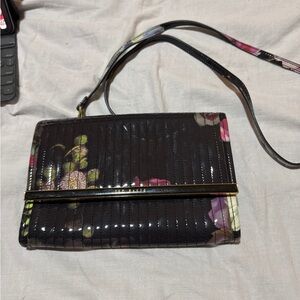 Floral Black Clutch Bag